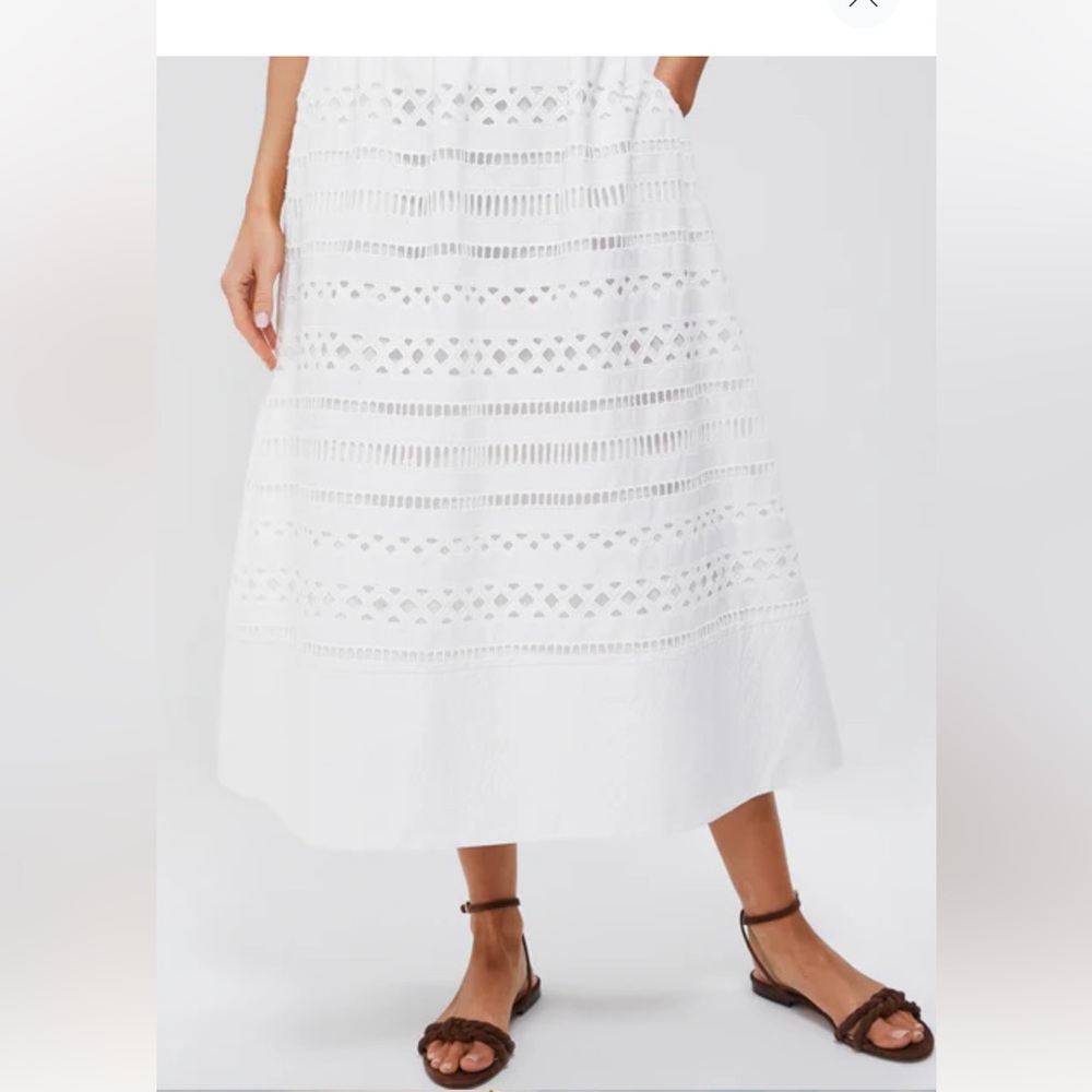 Tuckernuck Elegant White Lace Midi Skirt